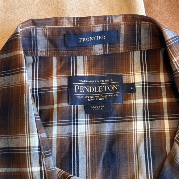 Brand new Pendleton Frontier western shirt men’s large brown plaid - Picture 2 of 3